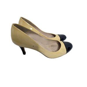 L.K. Bennett Patent Leather Nude Cap Toe Basic Pumps